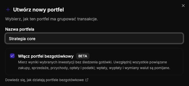 Nowe ustawienie Włącz portfel bezgotówkowy w FundStat