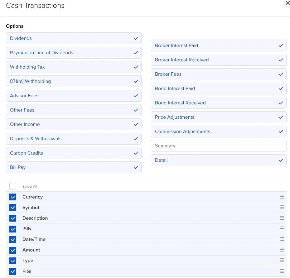Zrzut ekranu dla Skonfiguruj pola Cash Transaction