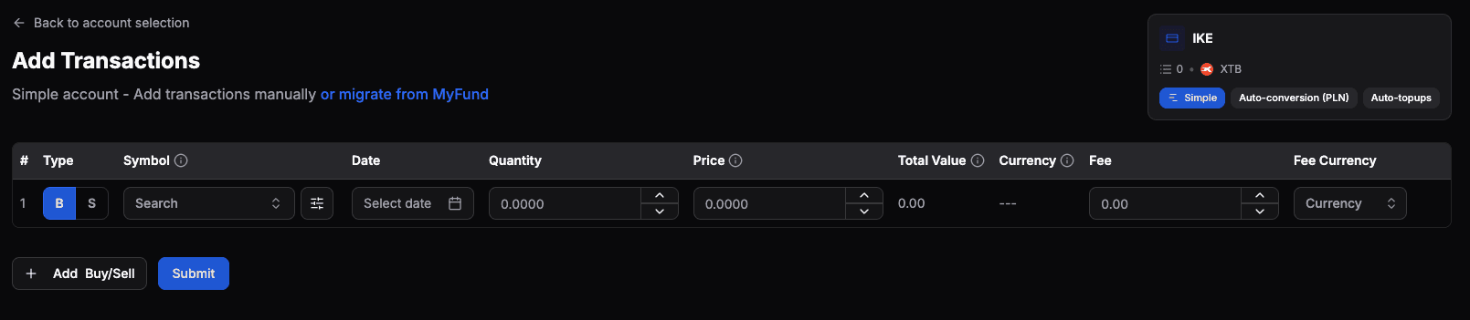 Adding records in a Simple account with automation enabled