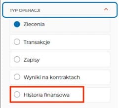 Zrzut ekranu dla Teraz wybierz typ operacji dla dywidend