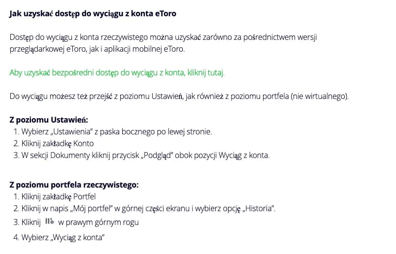 Krok 1 importu eToro