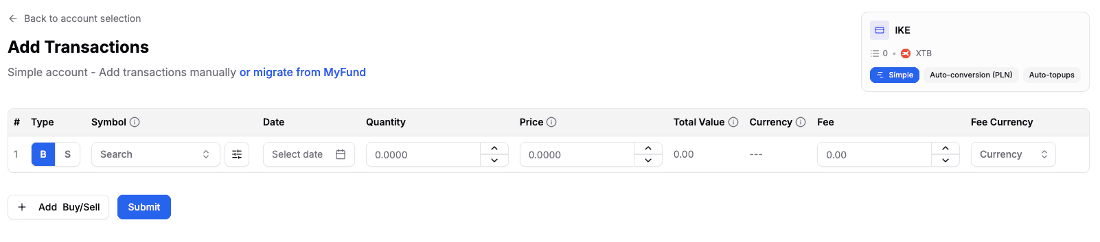 Adding records in a Simple account with automation enabled